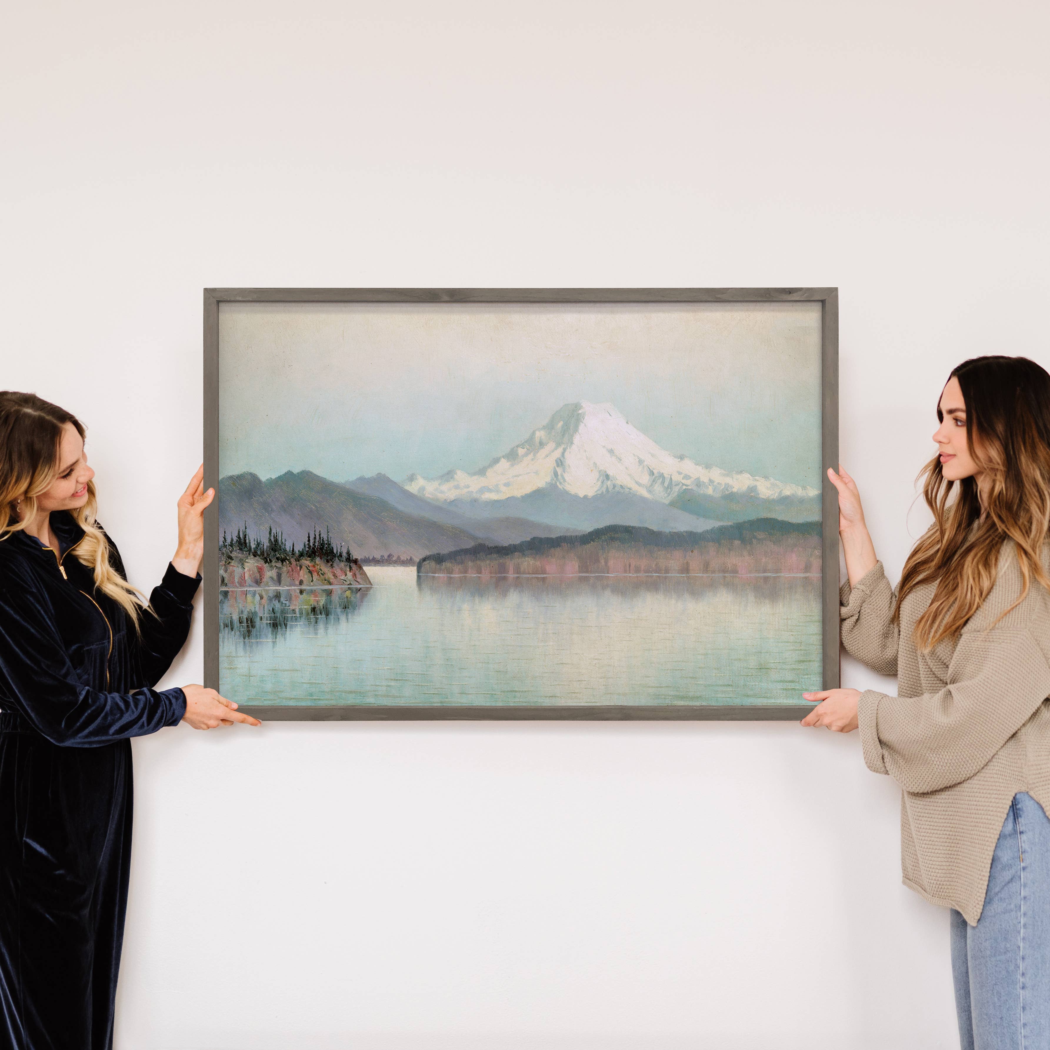 Mt Rainier Painting - Framed Nature Wall Art - Cabin Decor