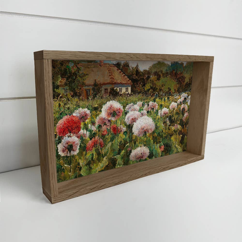 Poppies at the Cottage - Flower Canvas Art - Wood Framed Art