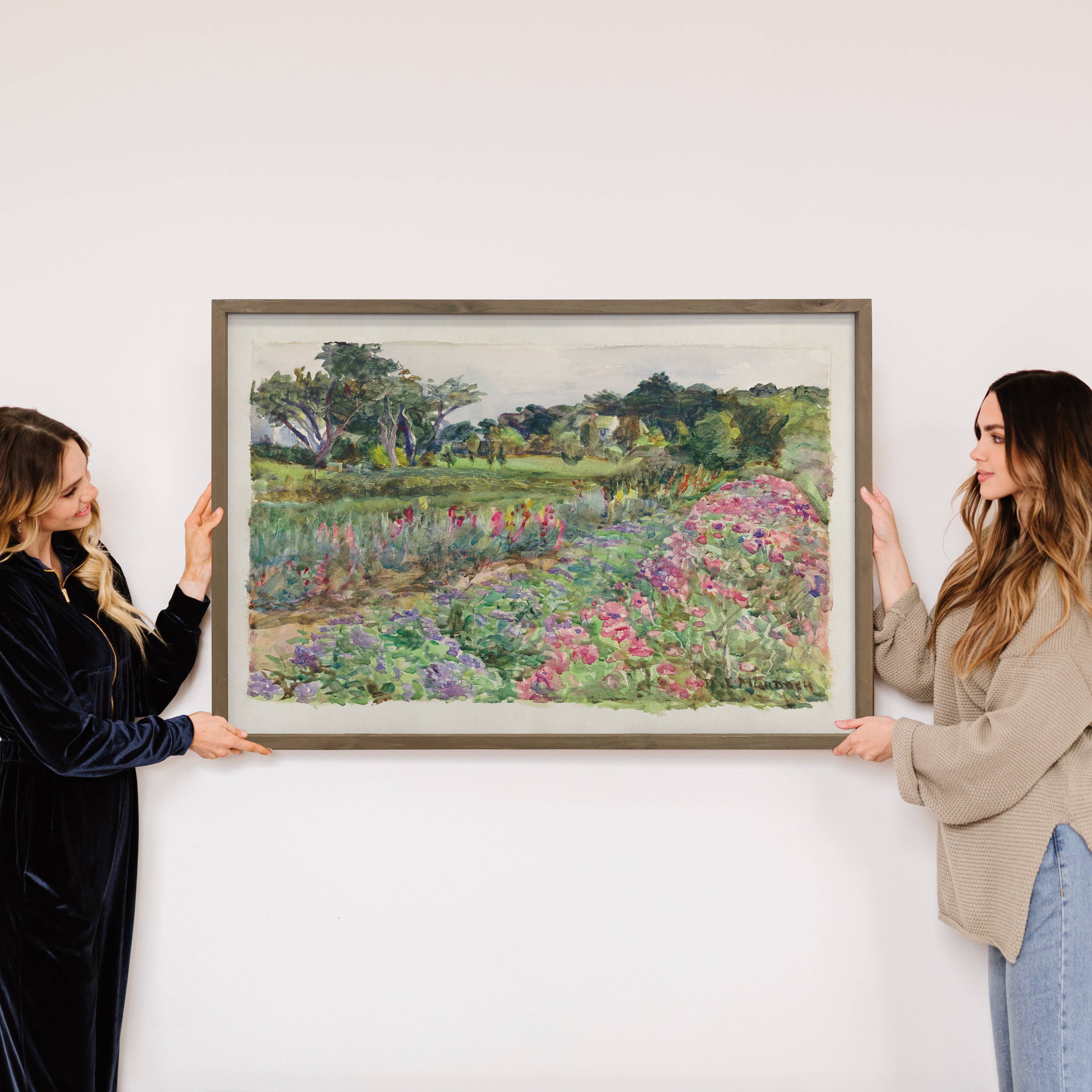 Flower Garden in Bloom - Framed Nature Art - Cottage Art