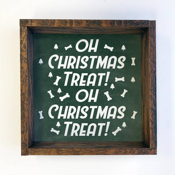 Oh Christmas Treat - Cute Holiday Dog Word Sign - Framed Art