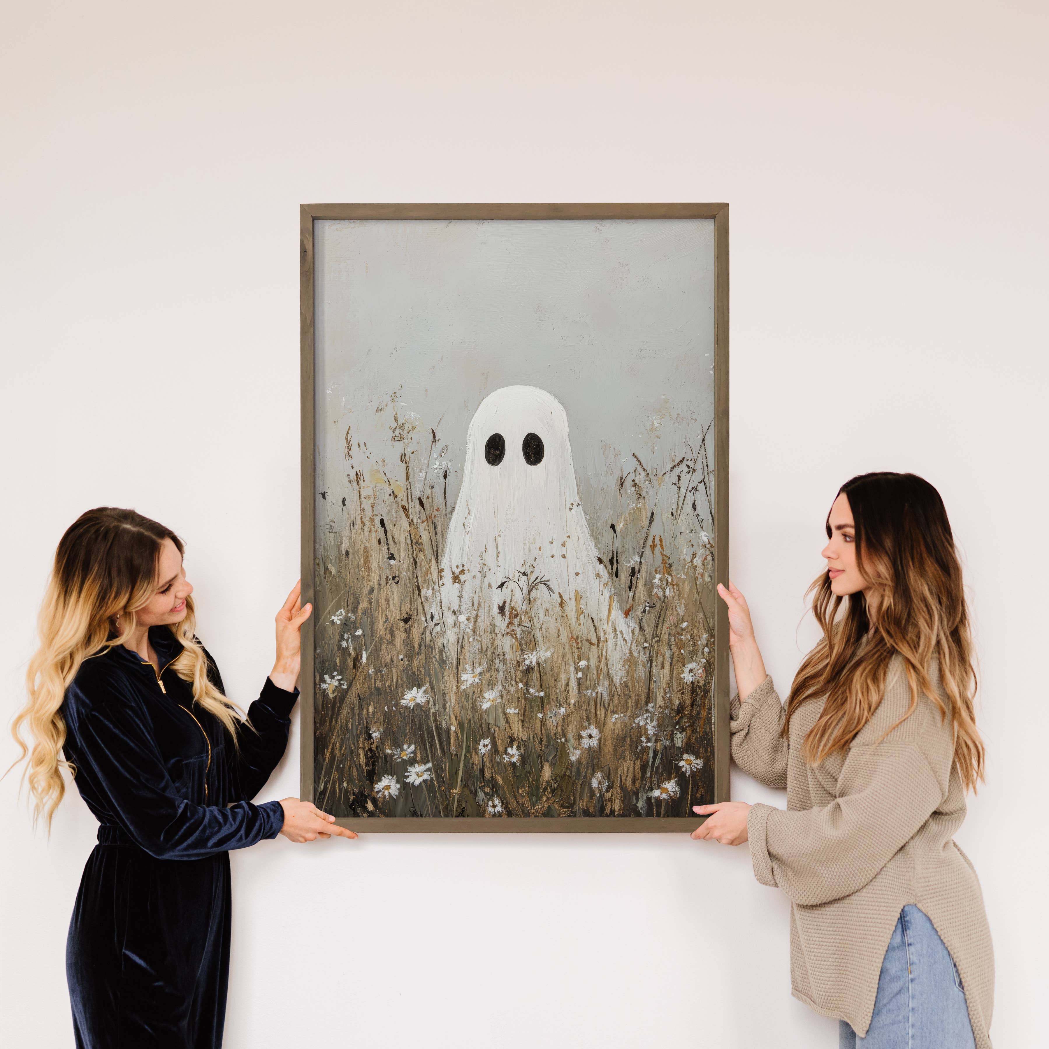 Lonely Ghost in a Field - Ghost Canvas Art - Wood Framed Art