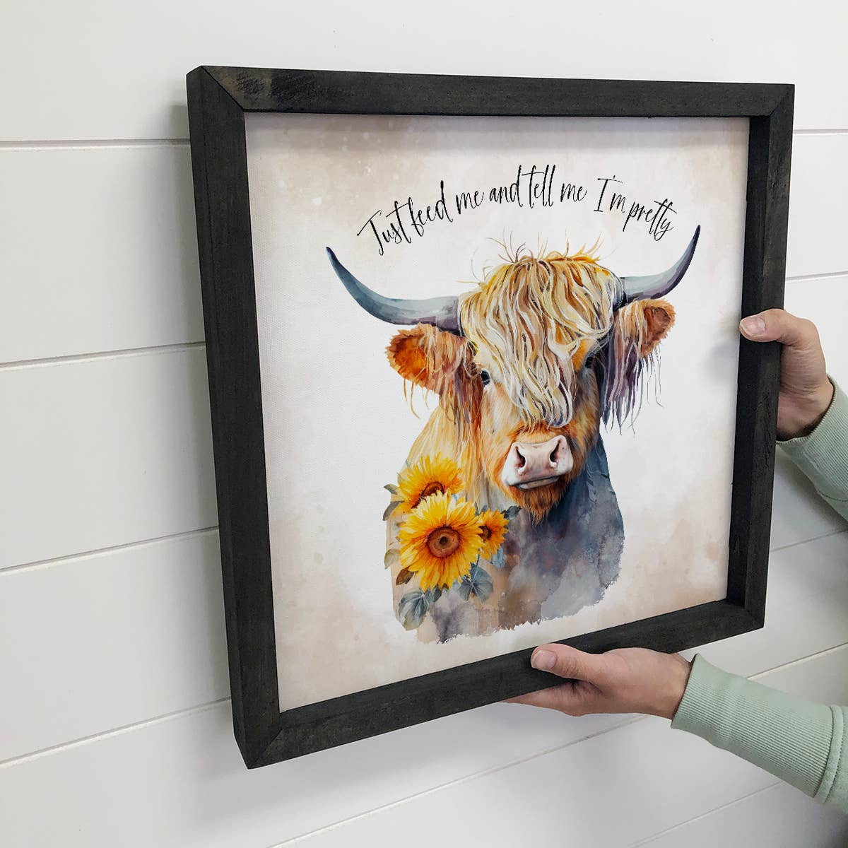 Feed Me Pretty Highland Cow - Funny Cow Art - Farm Art