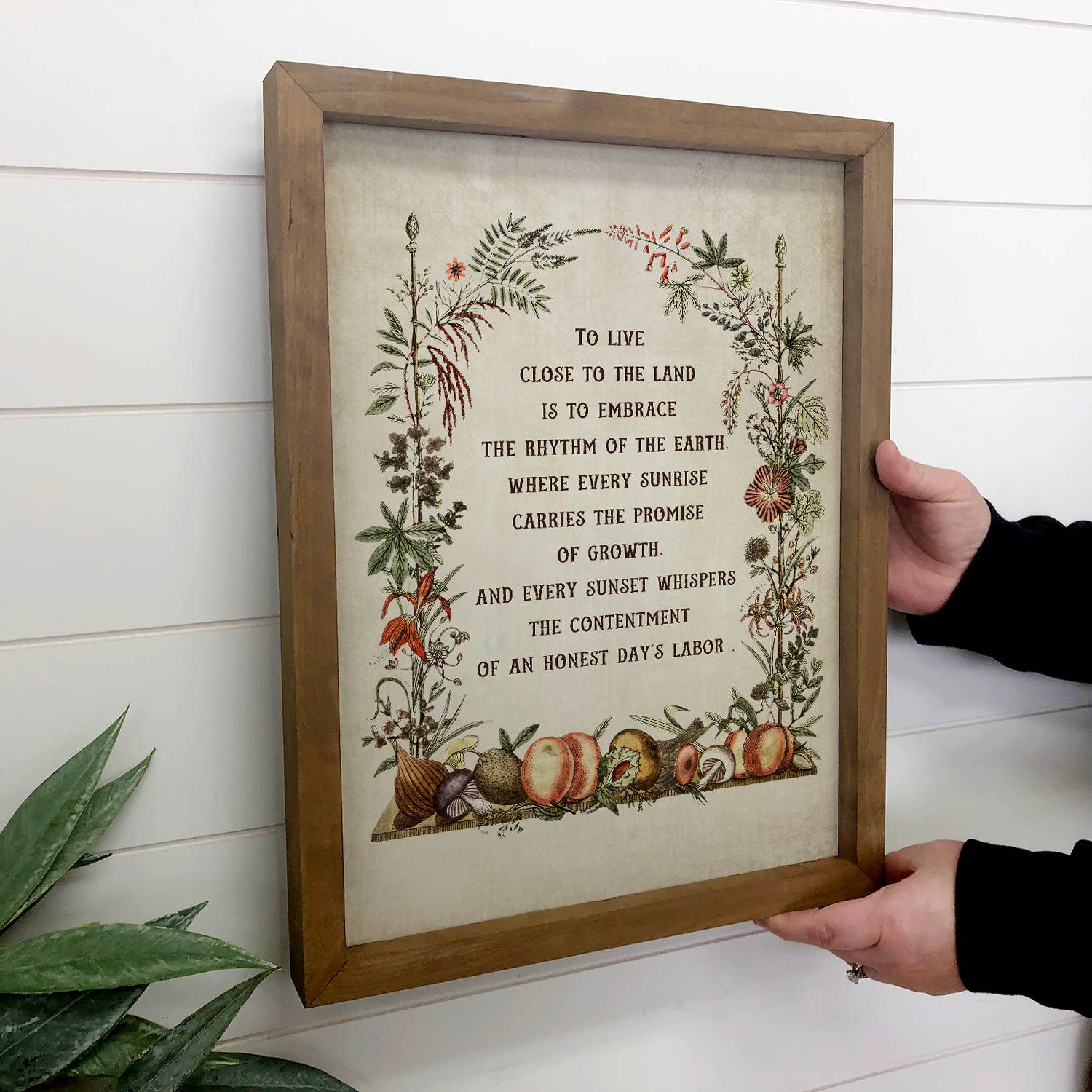 Live Close to the Land - Word Canvas Art - Wood Framed Art