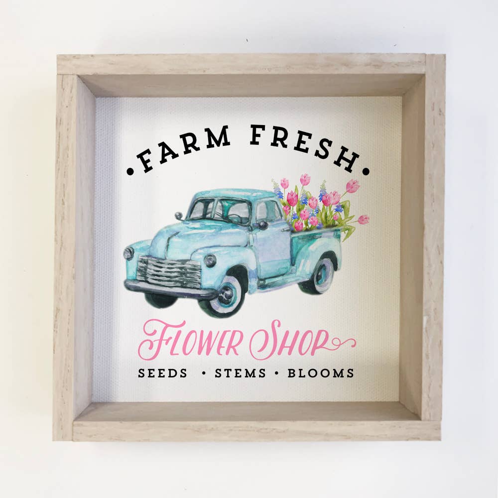Floral Summer Décor-  Flower Shop Vintage Truck Canvas Sign