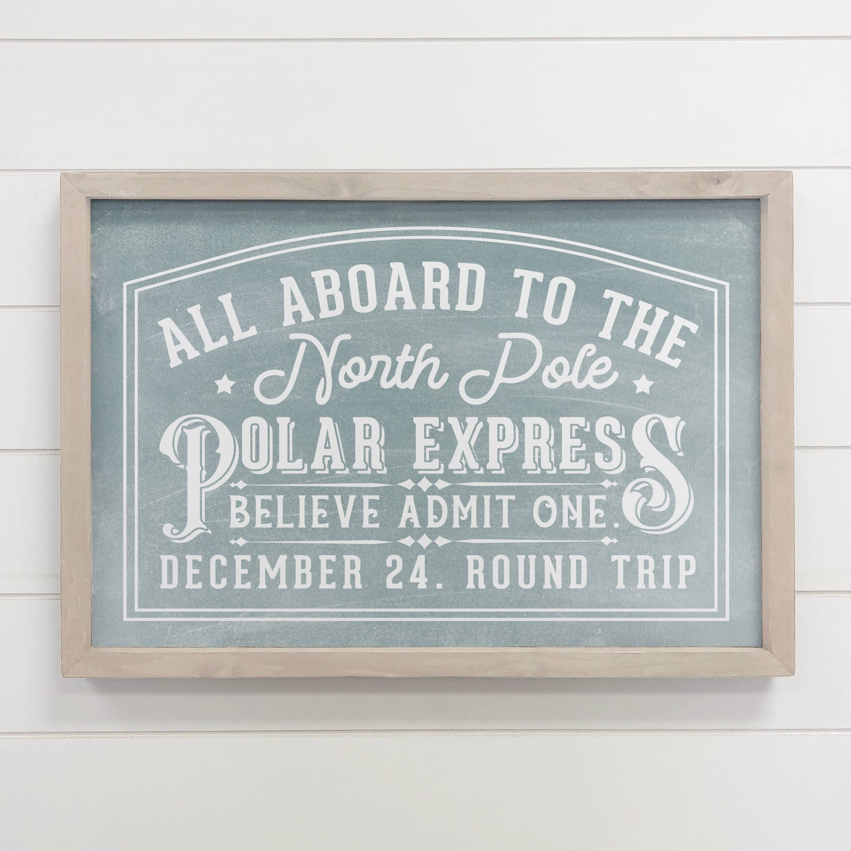 North Pole Polar Express - Christmas Canvas Sign - Framed