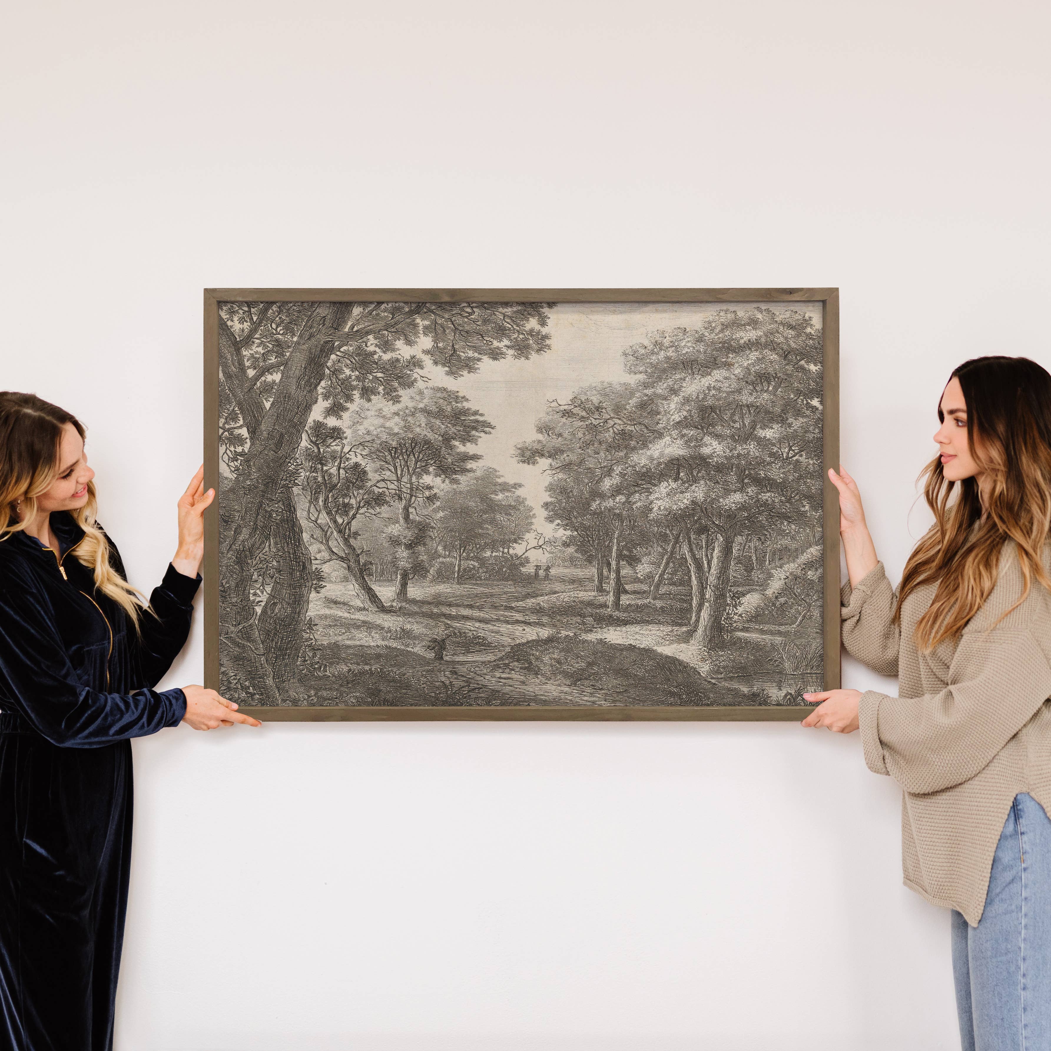 Out of the Woods - Landscape Sketch Canvas Art - Wood Framed