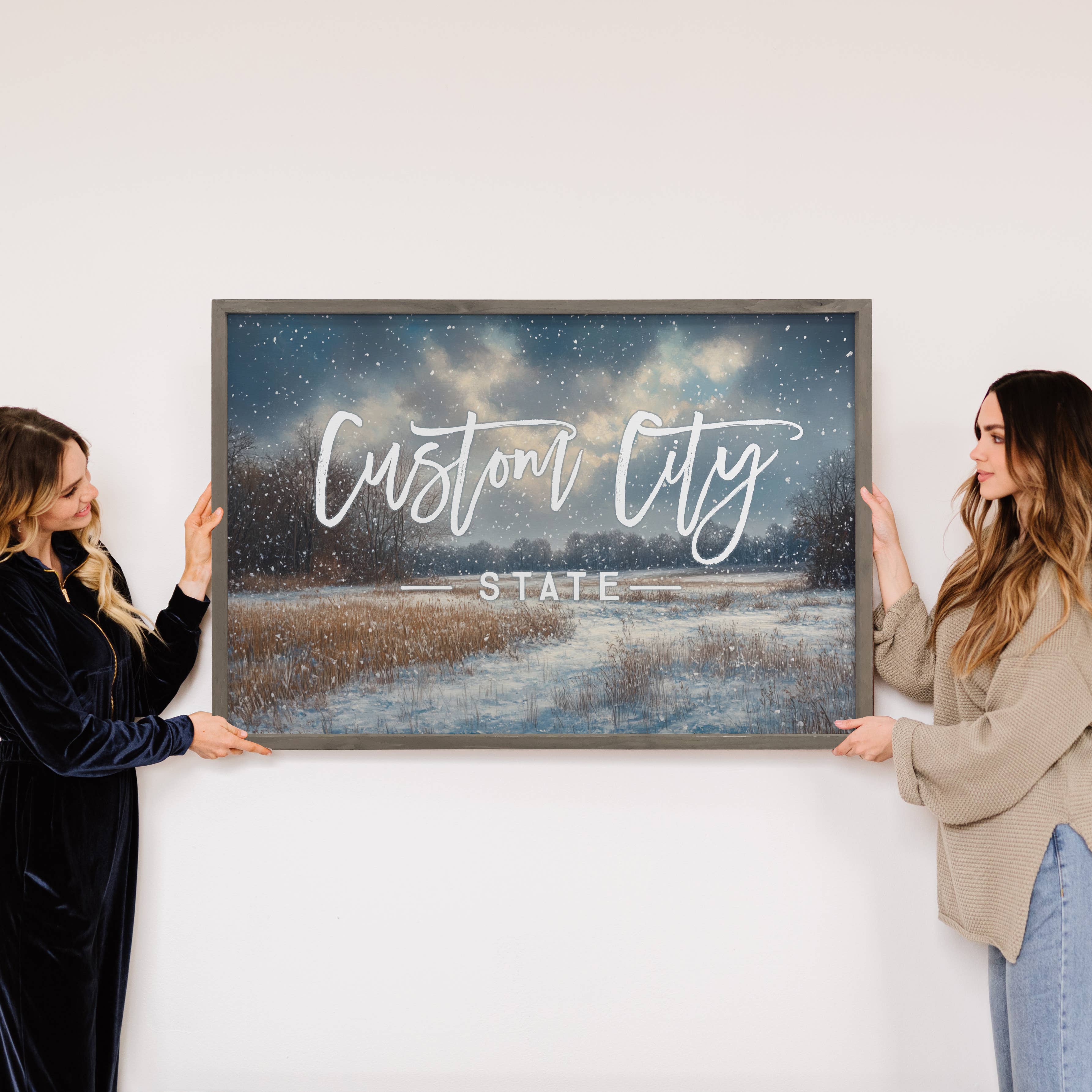 Custom Winter in the Midwest - Cabin Canvas Art - Wood Frame