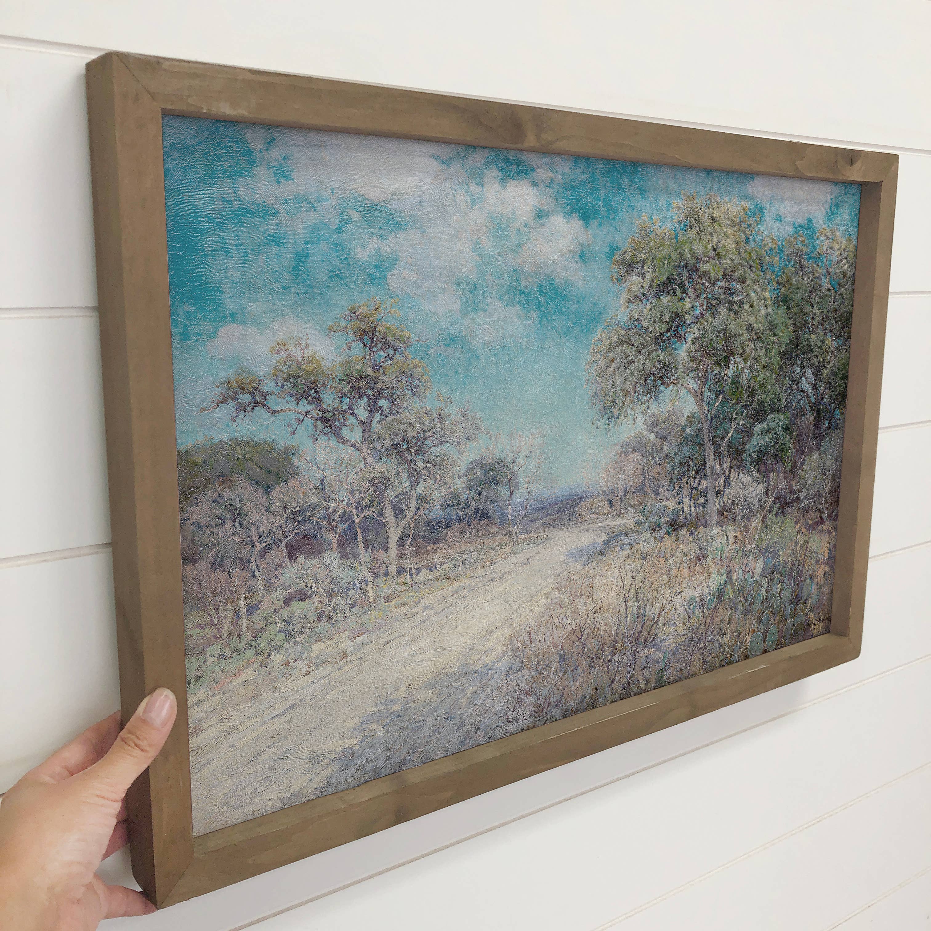 Texas Dirt Road - Landscape Canvas Art - Wood Framed Decor