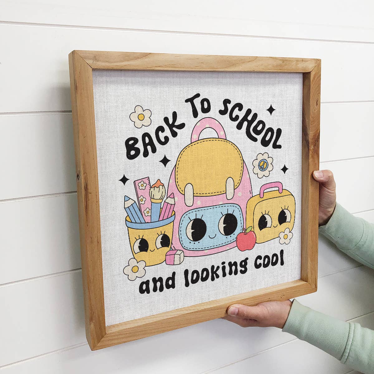 Back to School and Lookin' Cool - School Word Art - Framed
