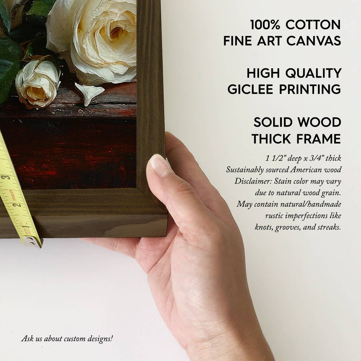 Skull with White Roses - Skull and Flower Canvas Art - Frame