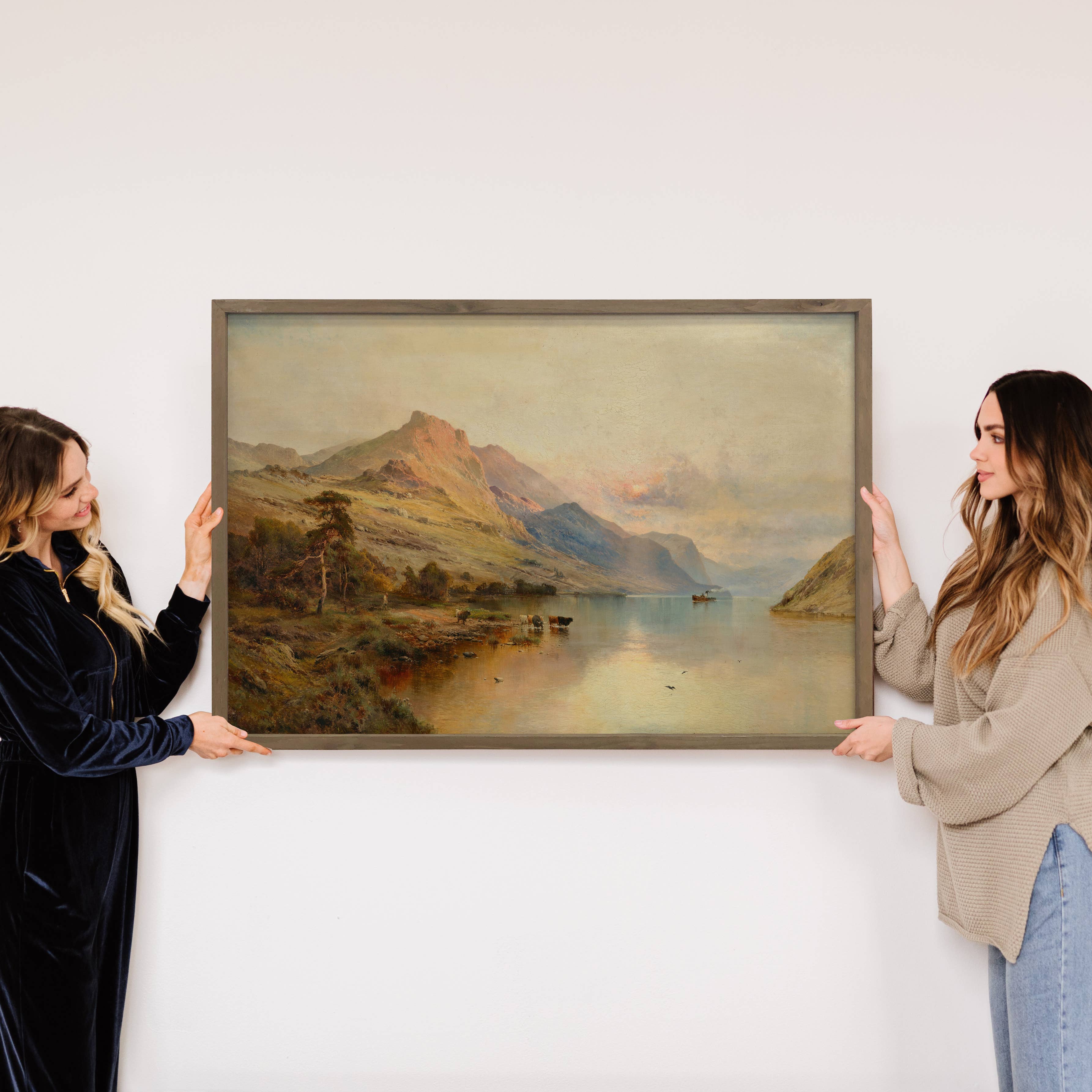 Boat in the Evening River - Nature Landscape Canvas Art