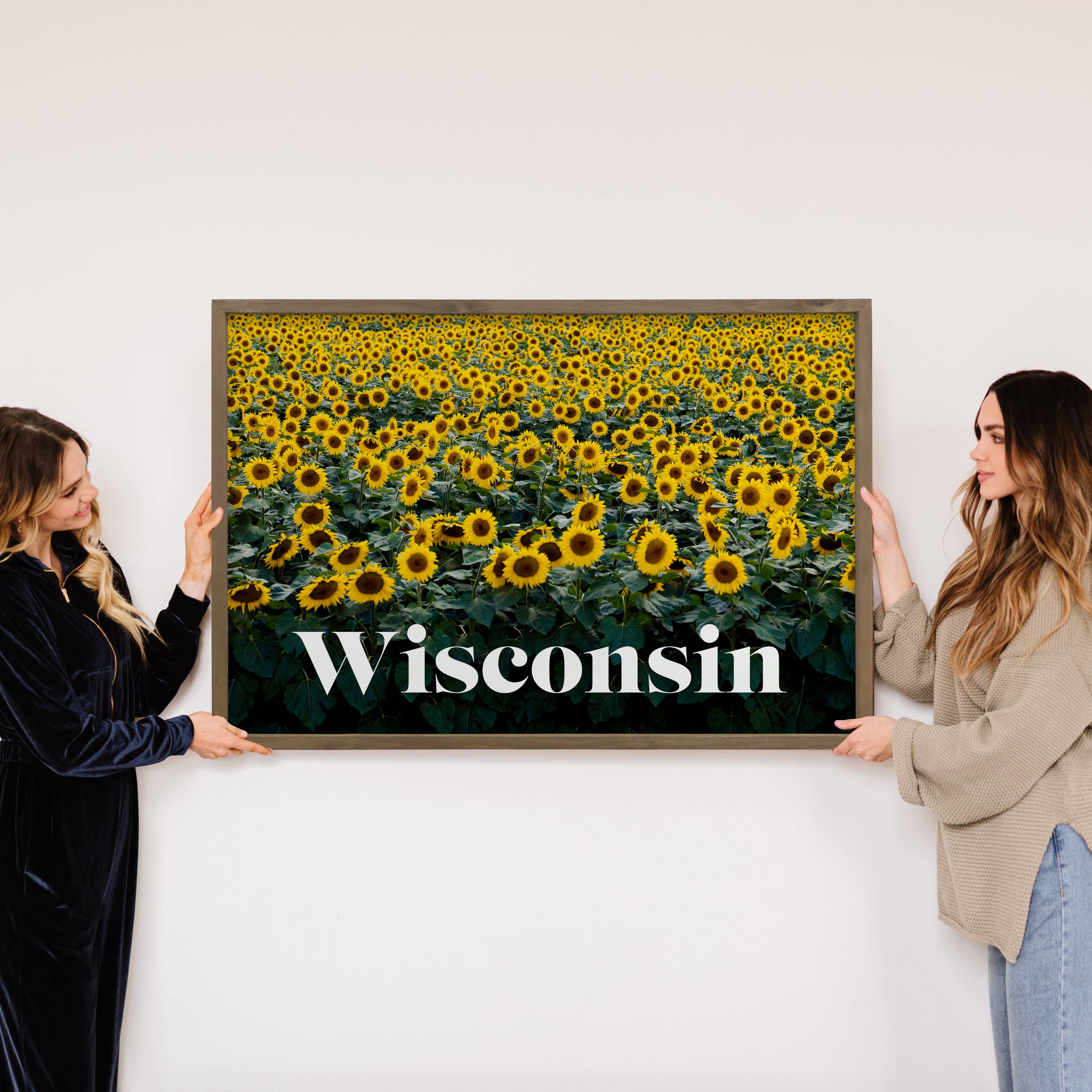 Custom State or Location - Sunflower Wisconsin - Wood Sign