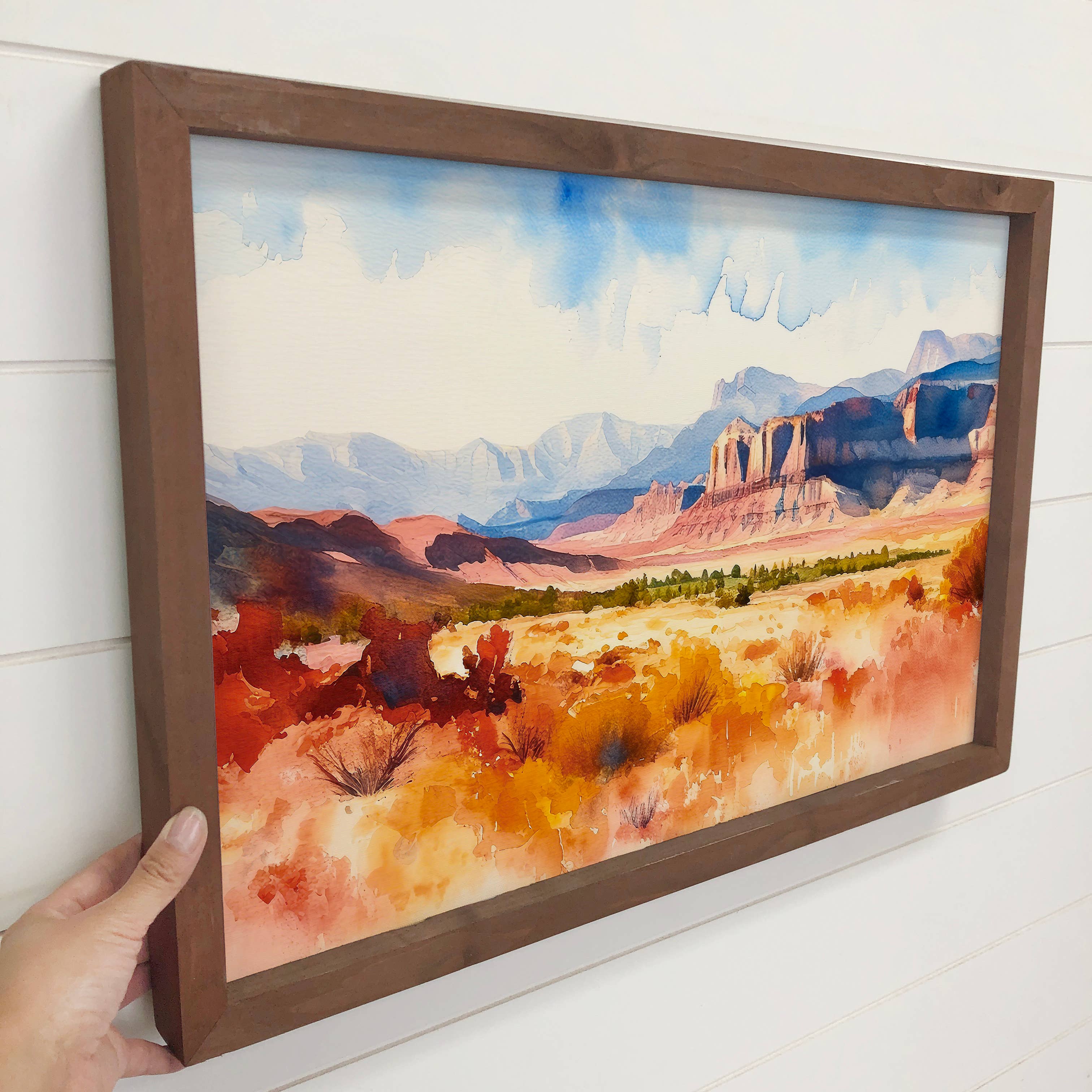 Eastern Utah Watercolor - Utah Landscape Canvas Art - Framed