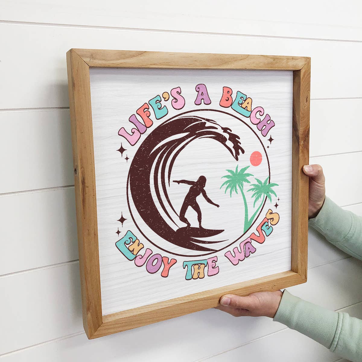 Retro Life's a Beach - Beach Canvas Art - Wood Framed Decor