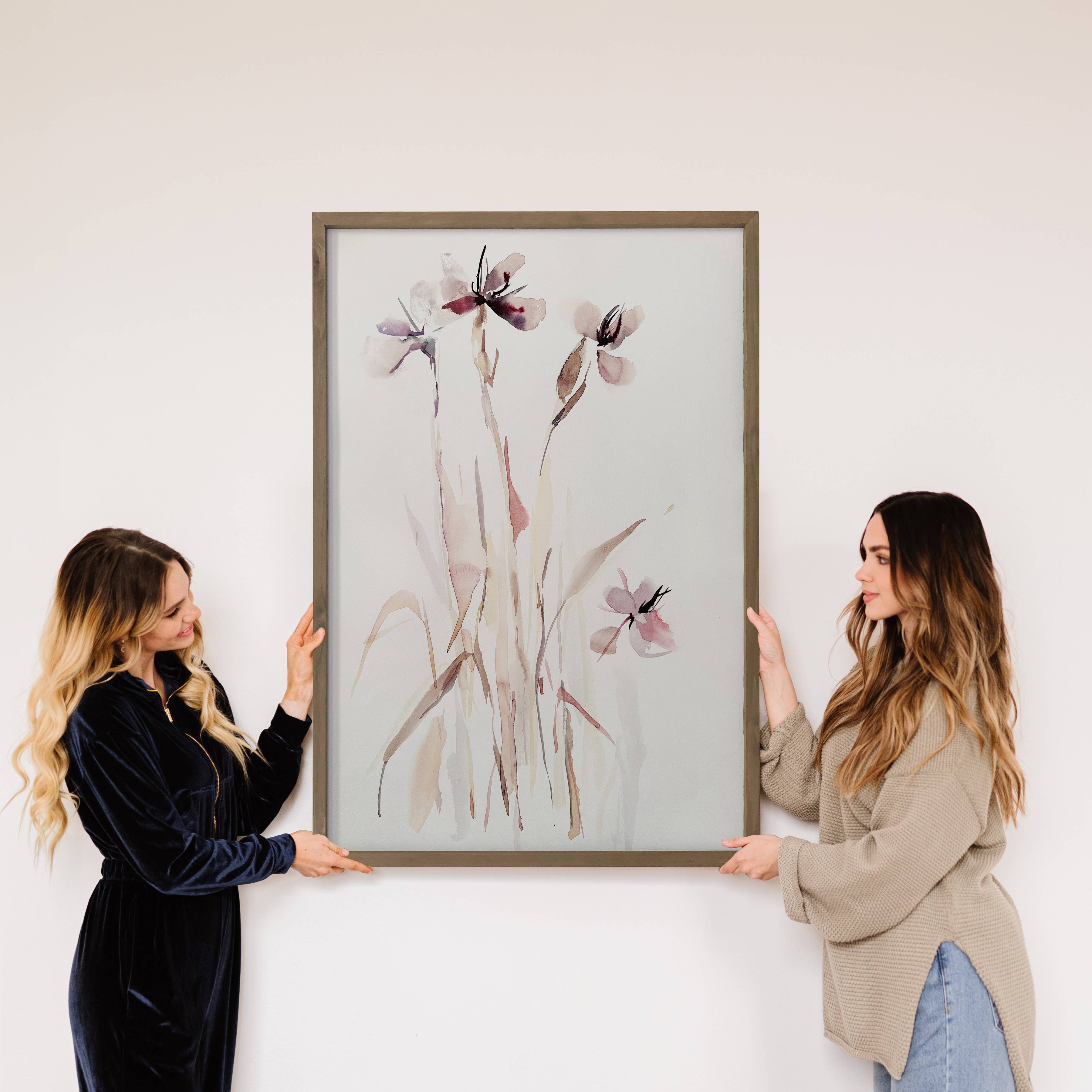 Romantic Wildflowers - Flower Canvas Art - Wood Framed Decor