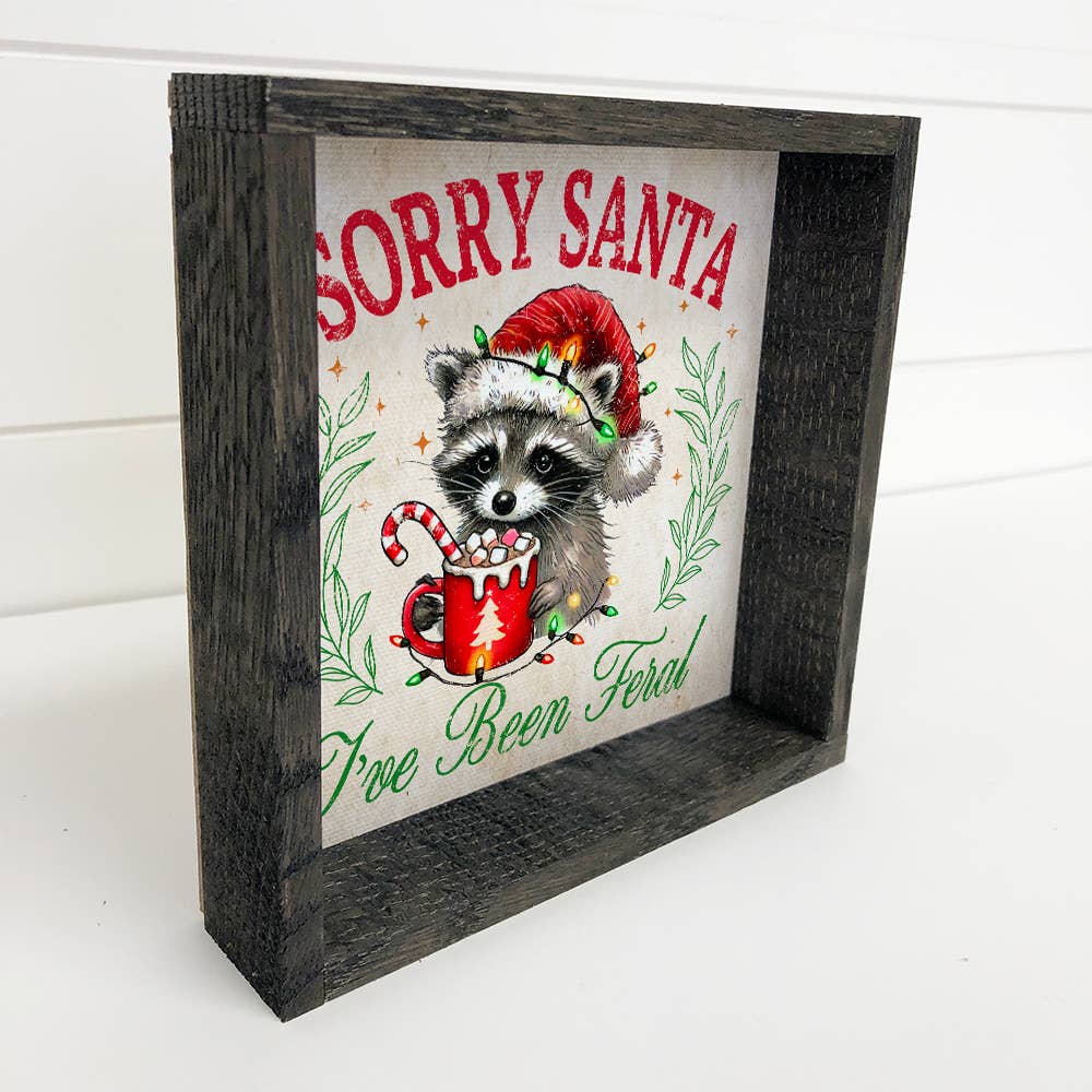 Sorry Santa I've Been Feral Raccoon - Christmas Canvas Art
