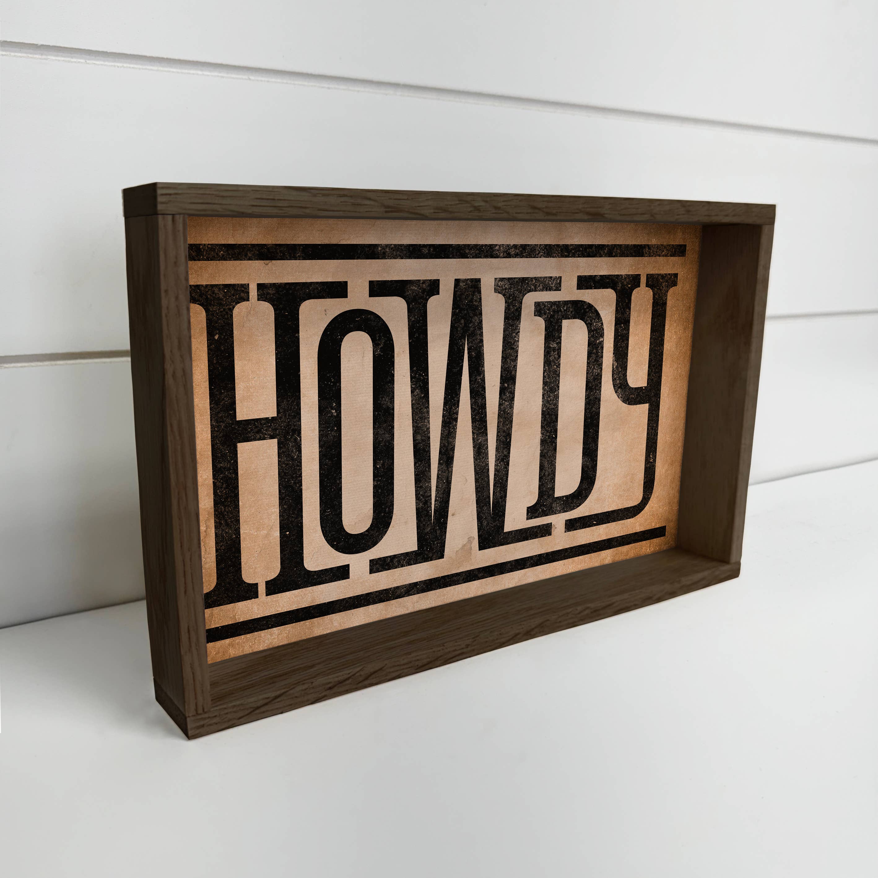 Howdy Typography - Western Word Canvas Art - Wood Framed Art
