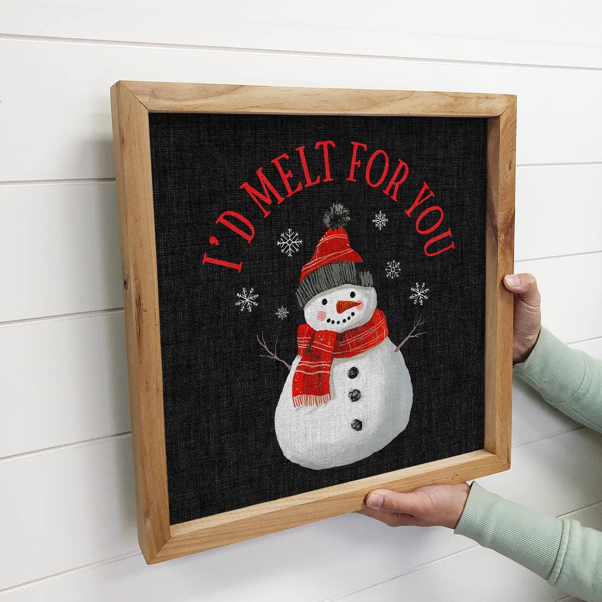 I'd Melt For You Snowman - Winter Canvas Art - Wood Framed