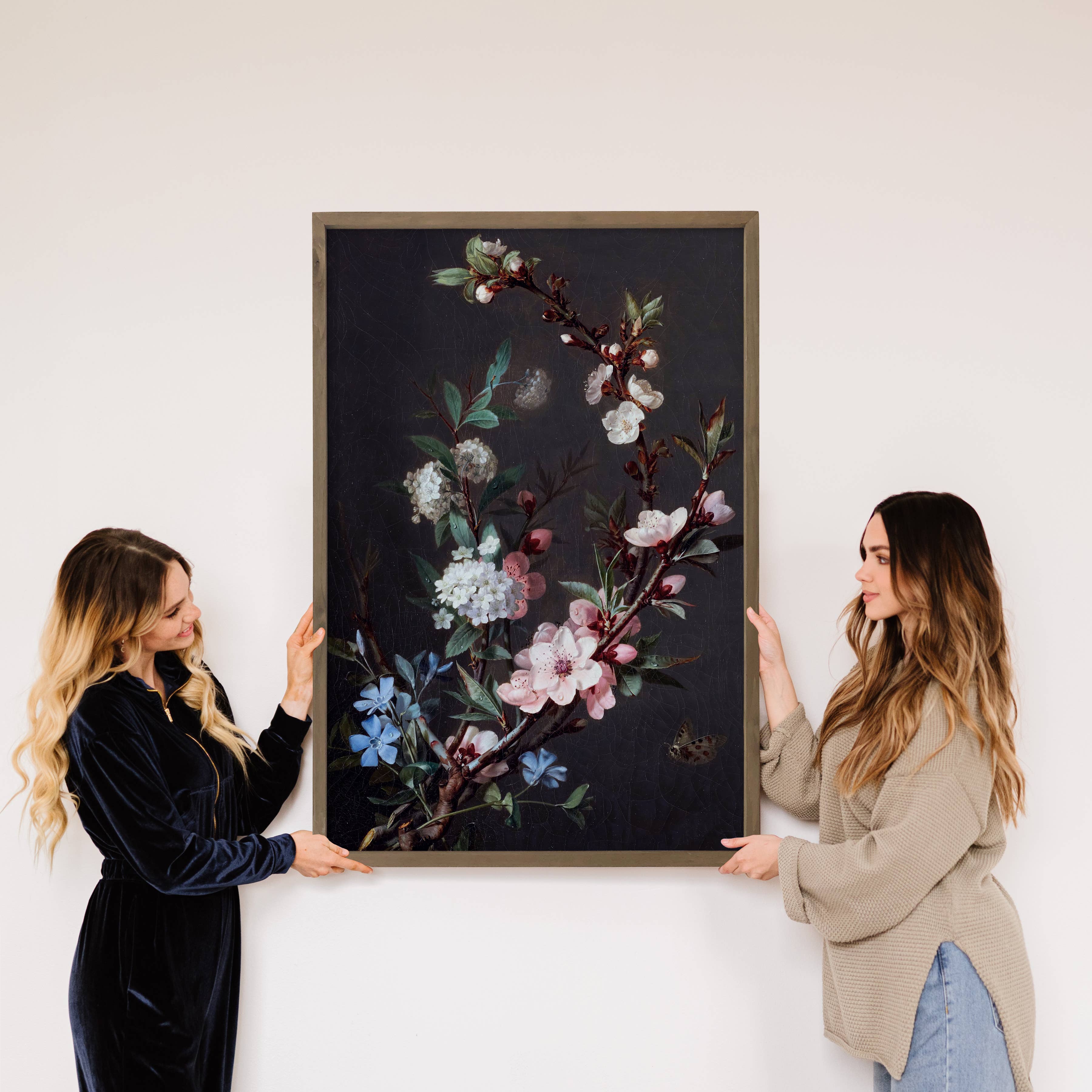 Cherry Blossoms and Periwinkle - Flower Canvas Art - Farmed