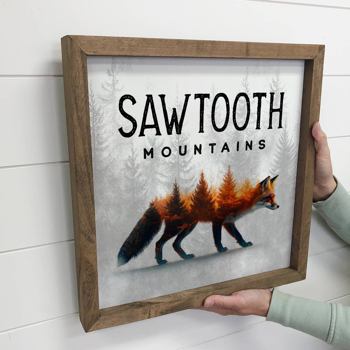 Fox Pine Trees Custom Place - Fox Canvas Art - Wood Framed