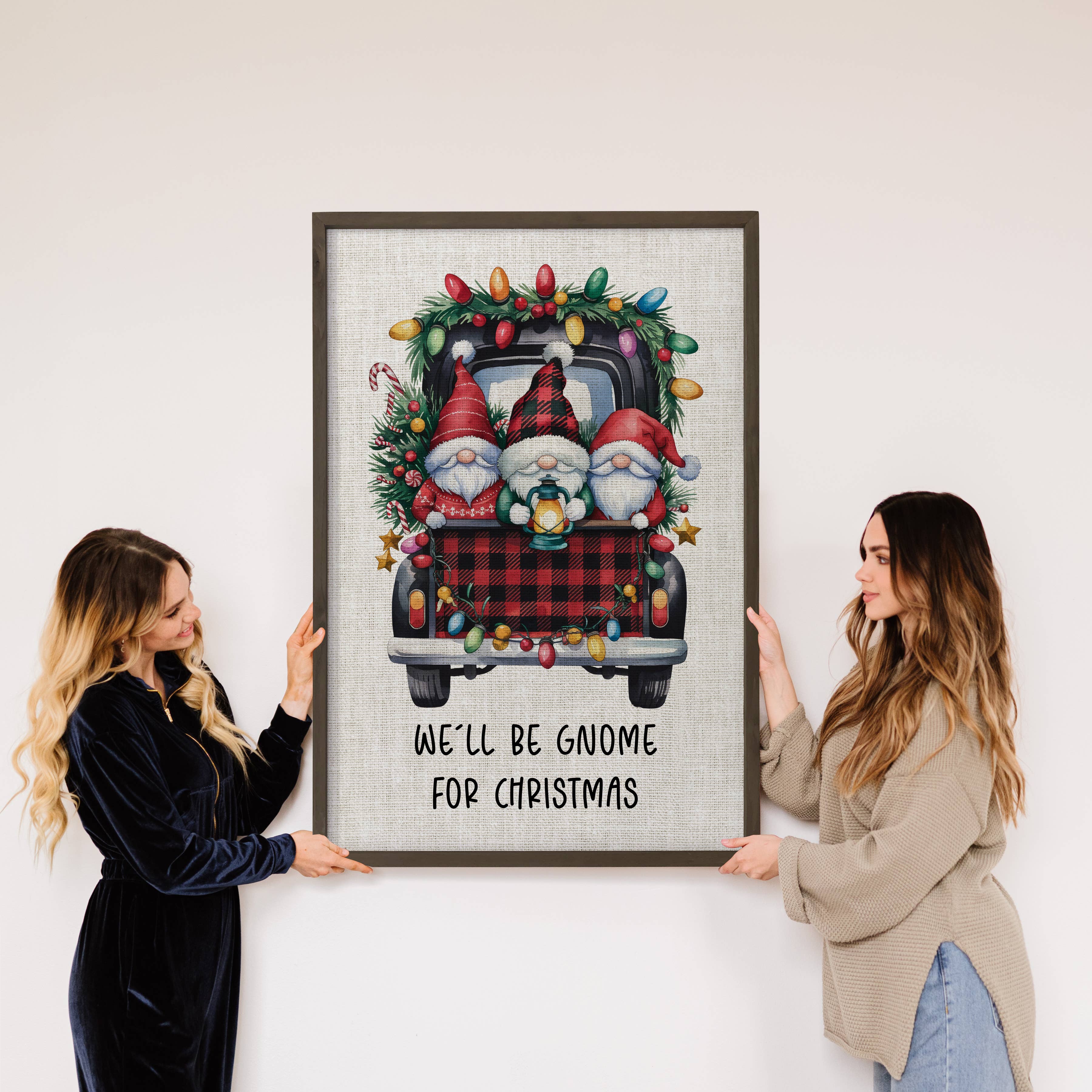 We'll Be Gnome for Christmas - Christmas Canvas Art - Framed