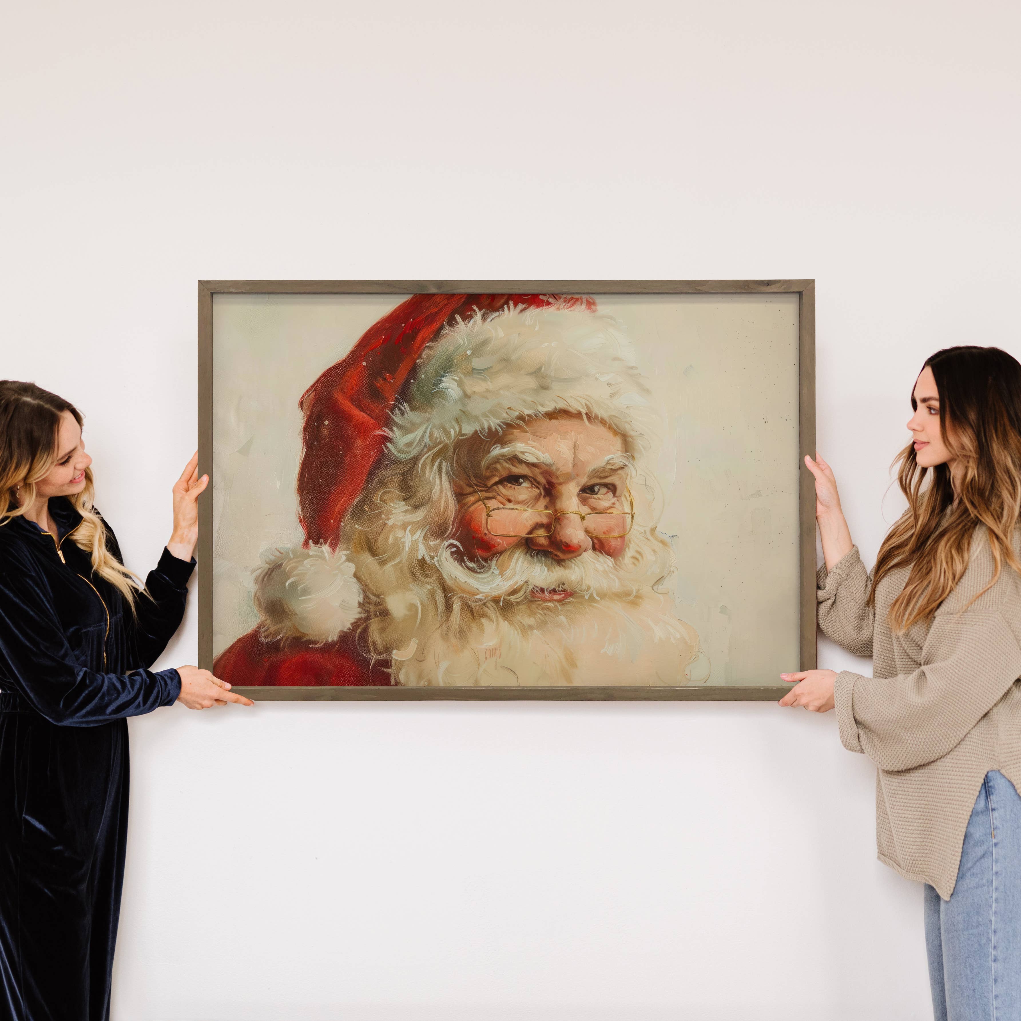 Santa is Watching You - Santa Claus Canvas Art - Framed Art