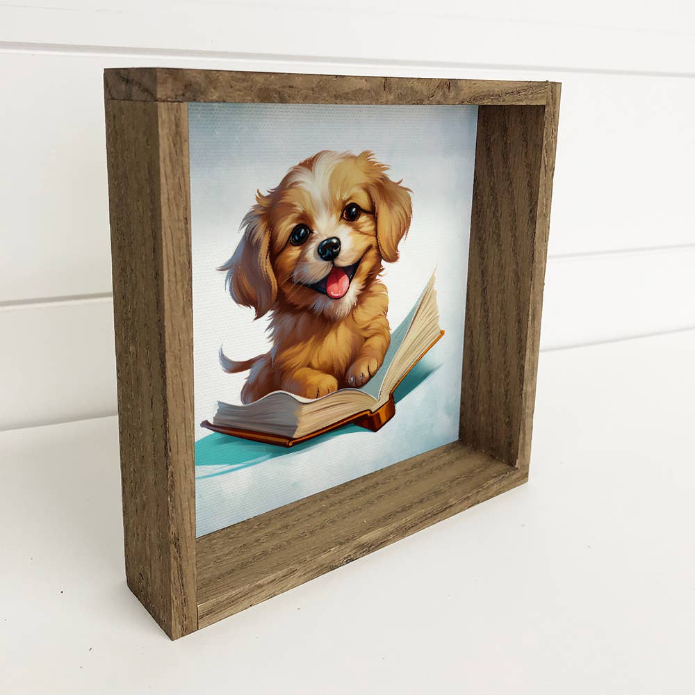 Golden Retriever Puppy Book - Puppy Canvas Art - Book Decor