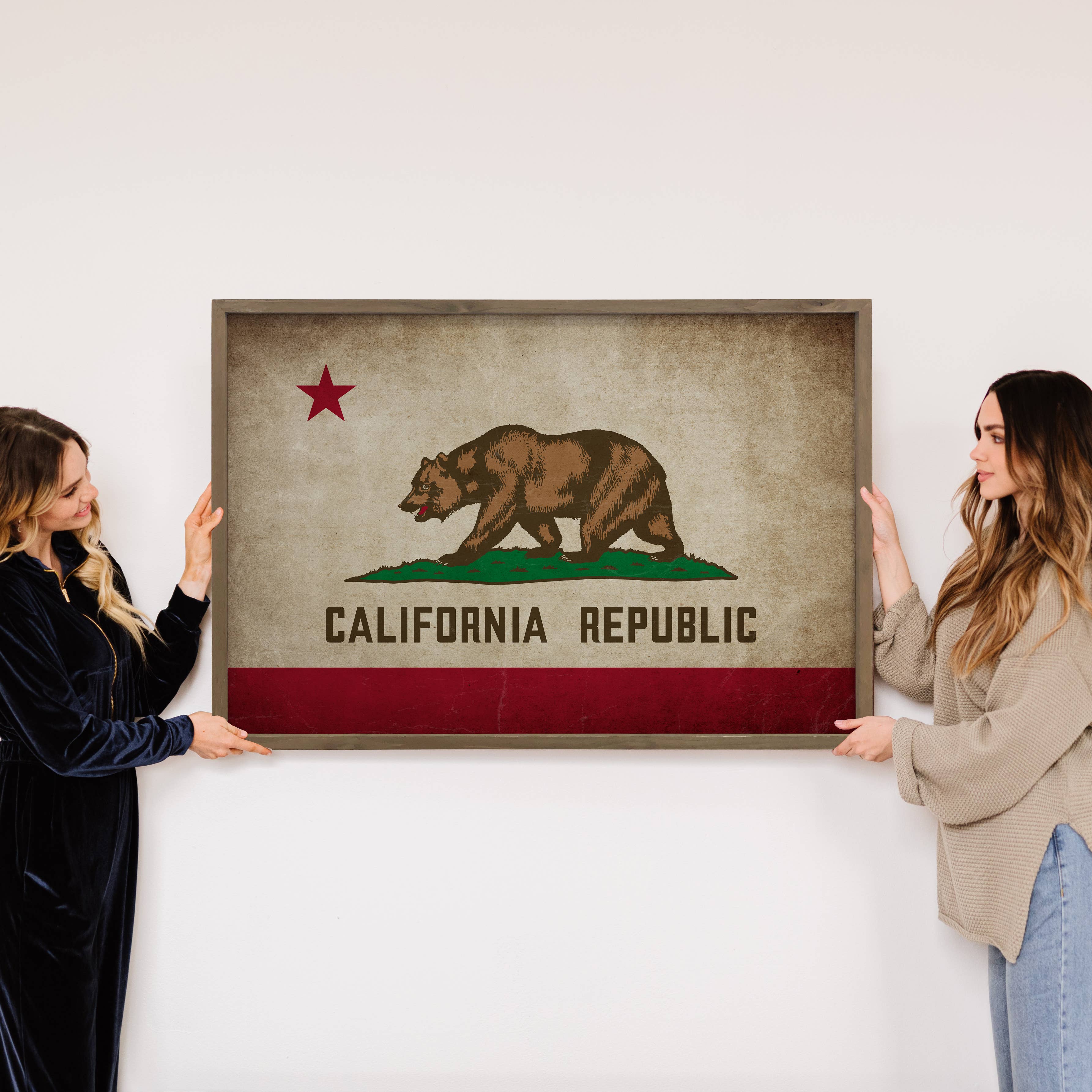 California Vintage Flag - Any State Framed Canvas Art