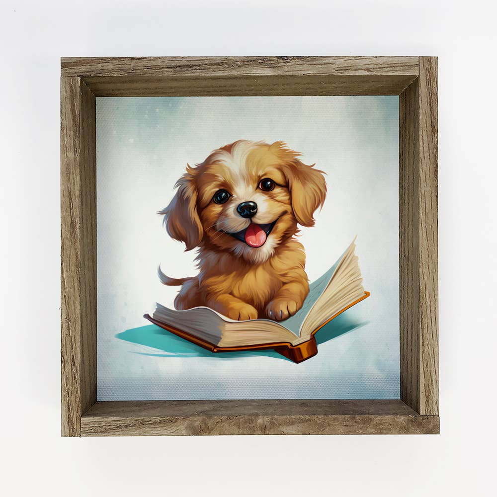 Golden Retriever Puppy Book - Puppy Canvas Art - Book Decor