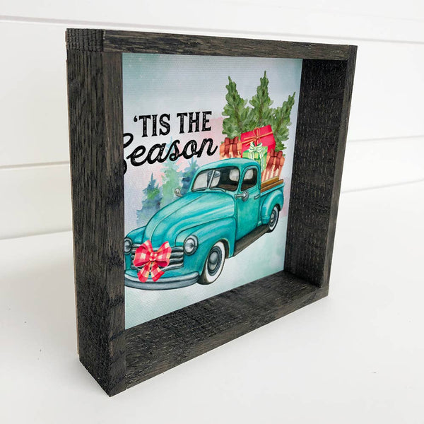 Tis the Season Christmas Truck - Framed Holiday Wall Art