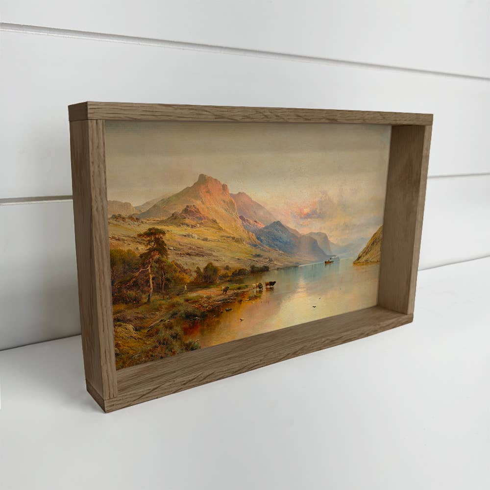 Boat in the Evening River - Nature Landscape Canvas Art