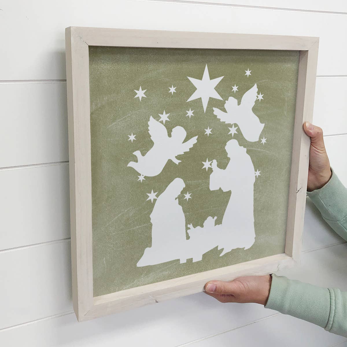 Nativity Green Canvas Wall Art Small Christmas Small Decor