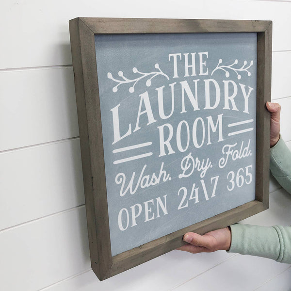 Laundry Room Blue Wash Dry Fold Fun Home Decor Sign