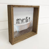 Penguins in a Bathtub Farmhouse Sign - Wood Frame & Canvas