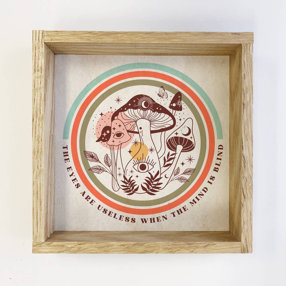 Boho Eyes and Mind Mushrooms - Boho Canvas Art - Framed Art