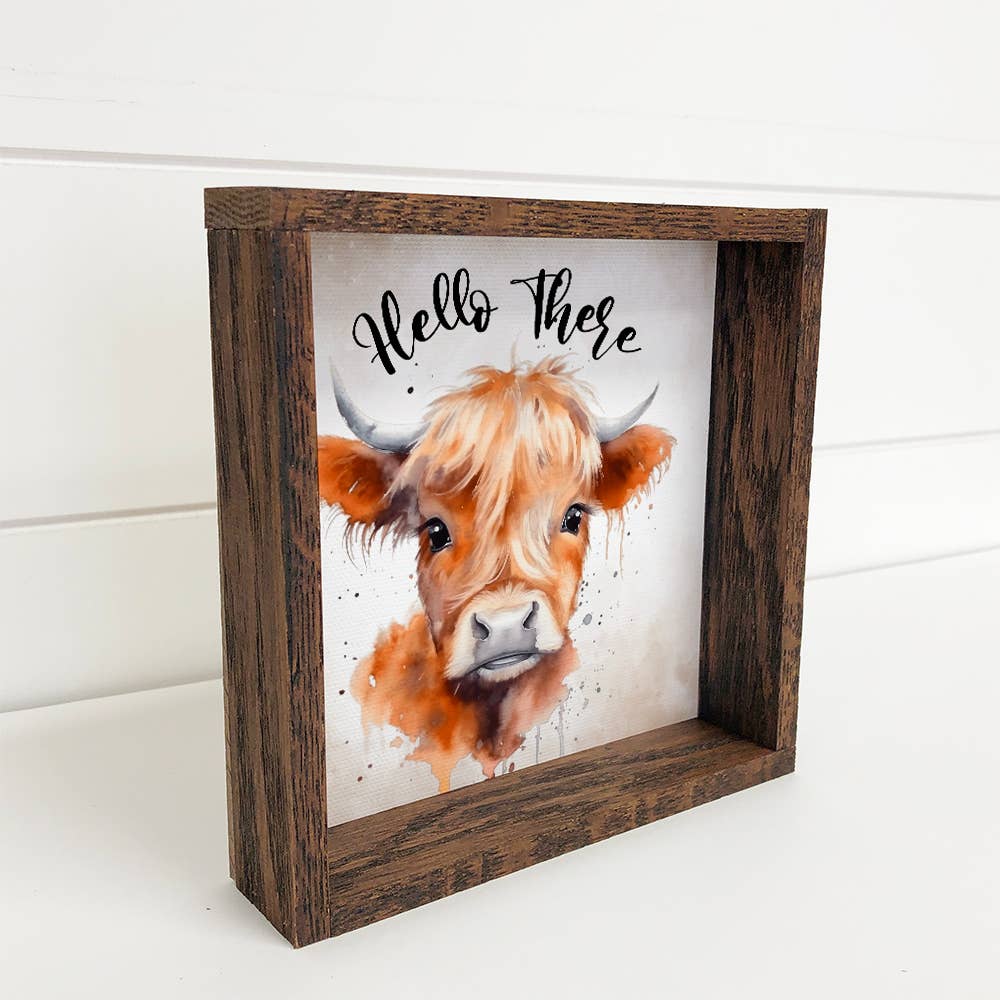 Hello There Highland Cow - Cute Baby Animals - Nursery Art