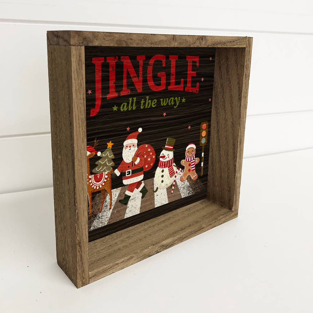 Jingle All the Way Santa - Christmas Canvas Art - Wood Frame