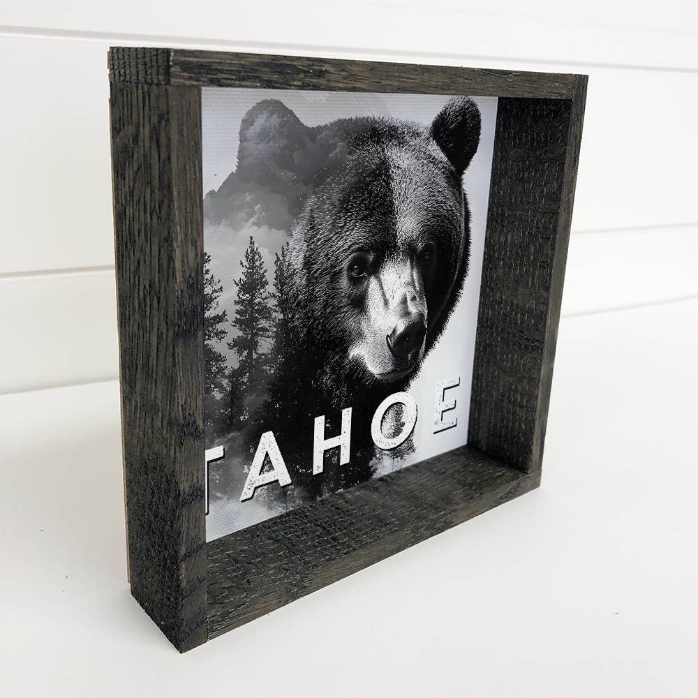 Custom Location Black and White Bear - Custom Canvas Art