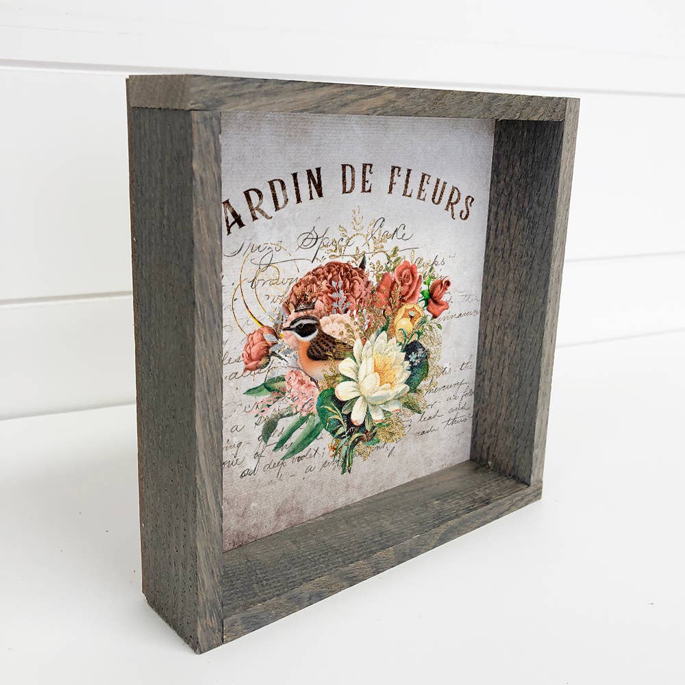 Jardin De Fleurs Vintage French Inspired Roses Wood Sign