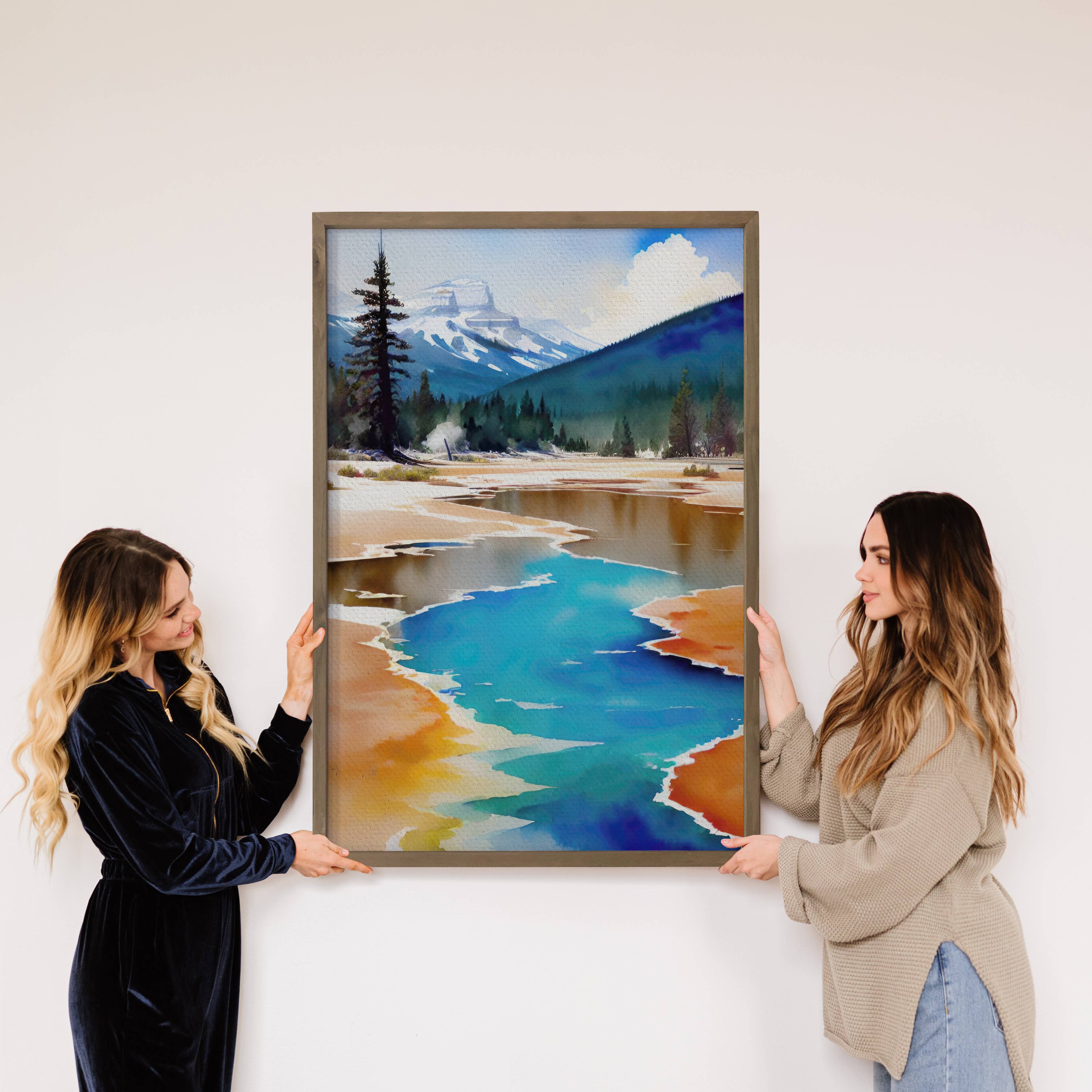 Yellowstone Hot Springs - Landscape Canvas Art - Wood Framed