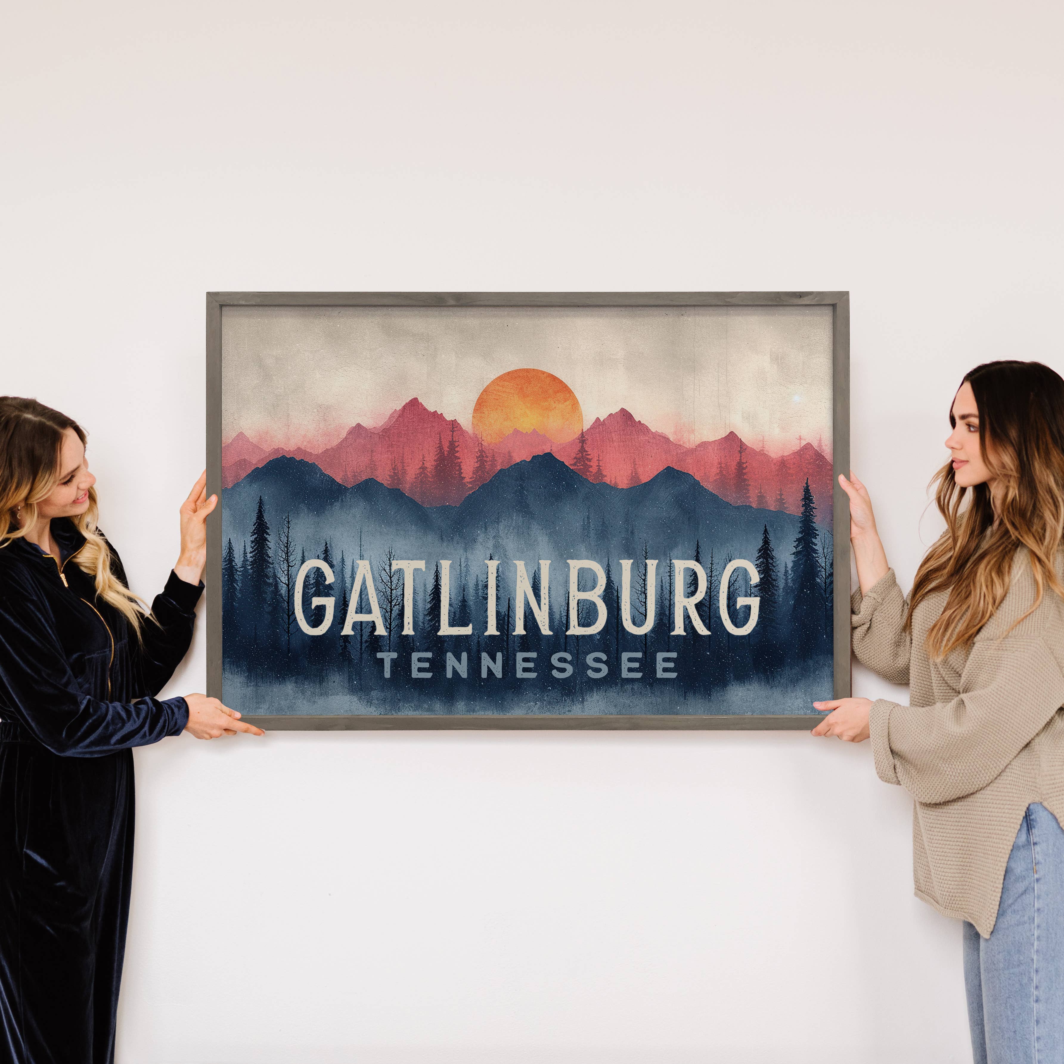 Mod Mountains Custom - Custom Sign Canvas Art - Wood Framed