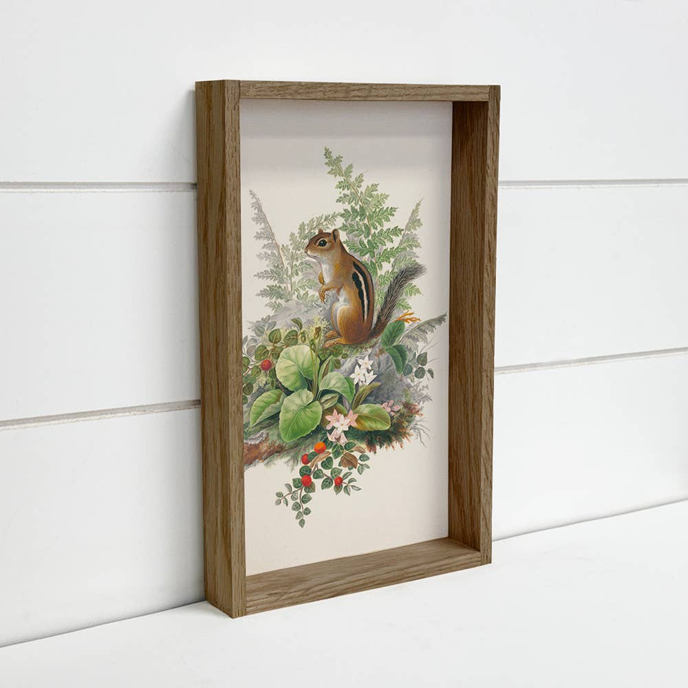Chipmunk and Berries - Chipmunk Canvas Art - Wood Framed