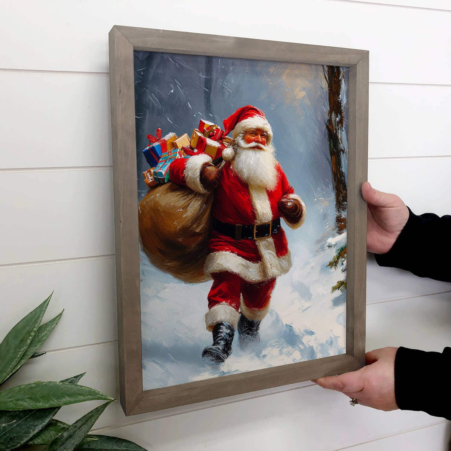 Santa Delivering Toys on Christmas - Christmas Canvas Art