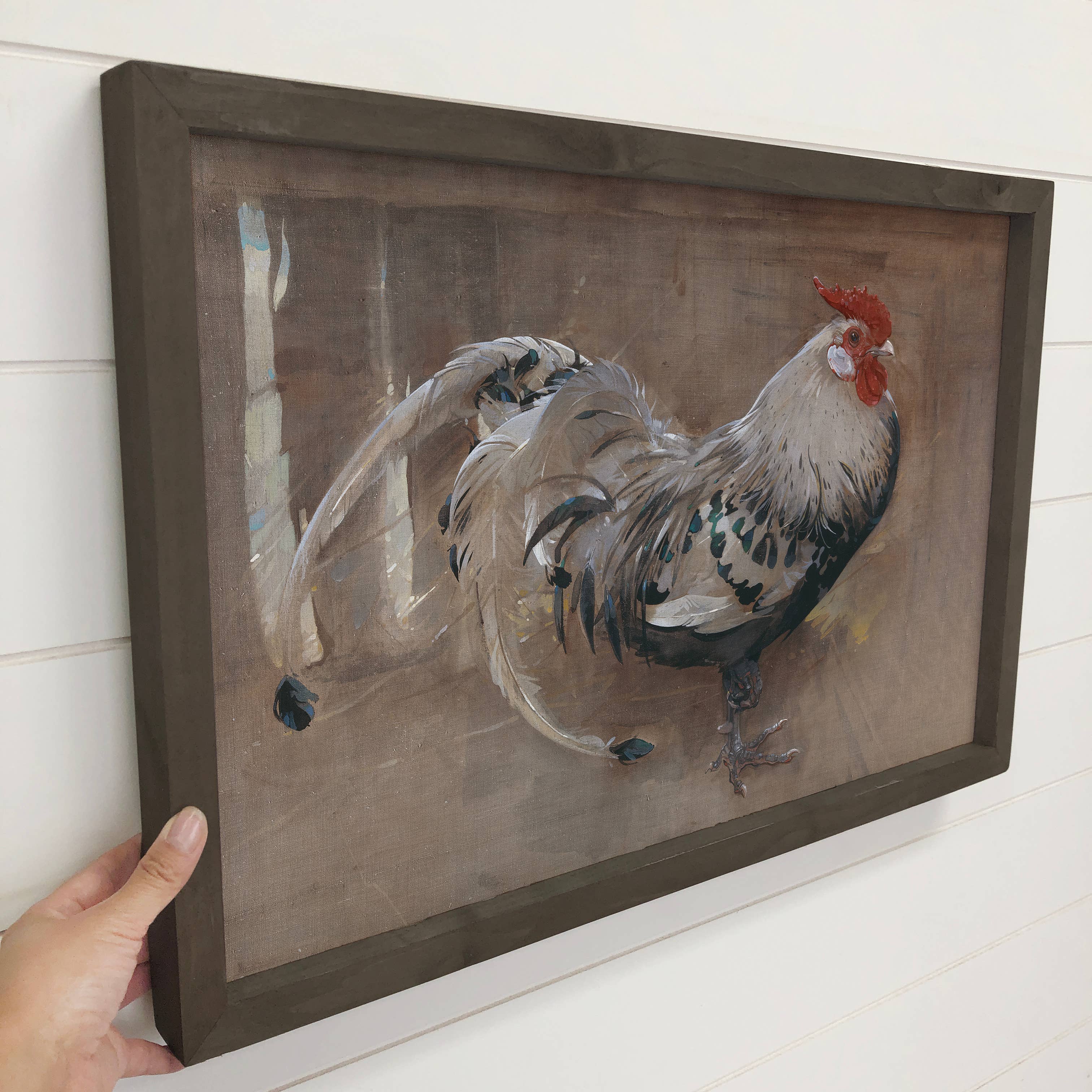 Spangled Rooster - Rooster Canvas Art - Wood Framed Artwork