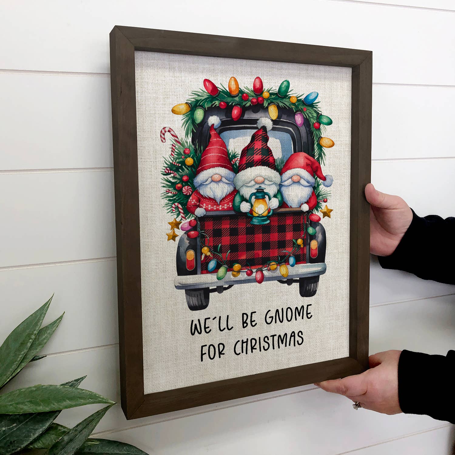 We'll Be Gnome for Christmas - Christmas Canvas Art - Framed