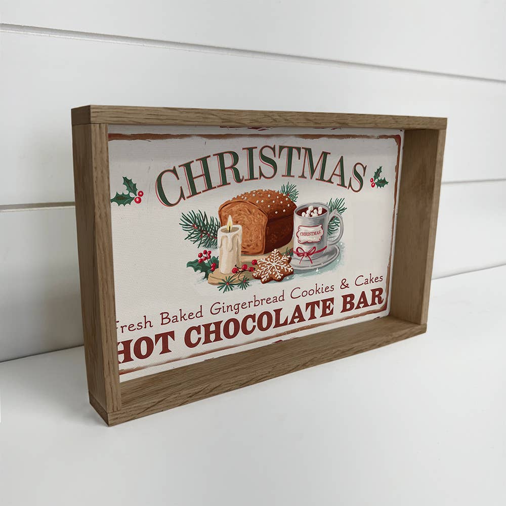 Christmas Hot Chocolate Bar - Christmas Canvas Sign - Framed