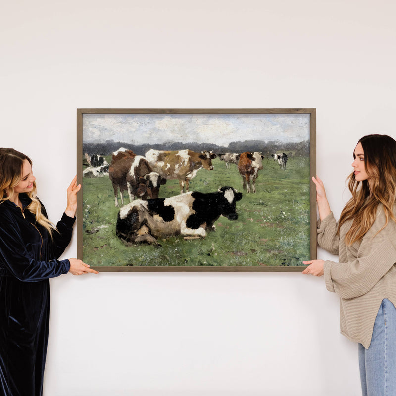 Cows Impressionist Painting - Farmed Farmhouse Wall Art