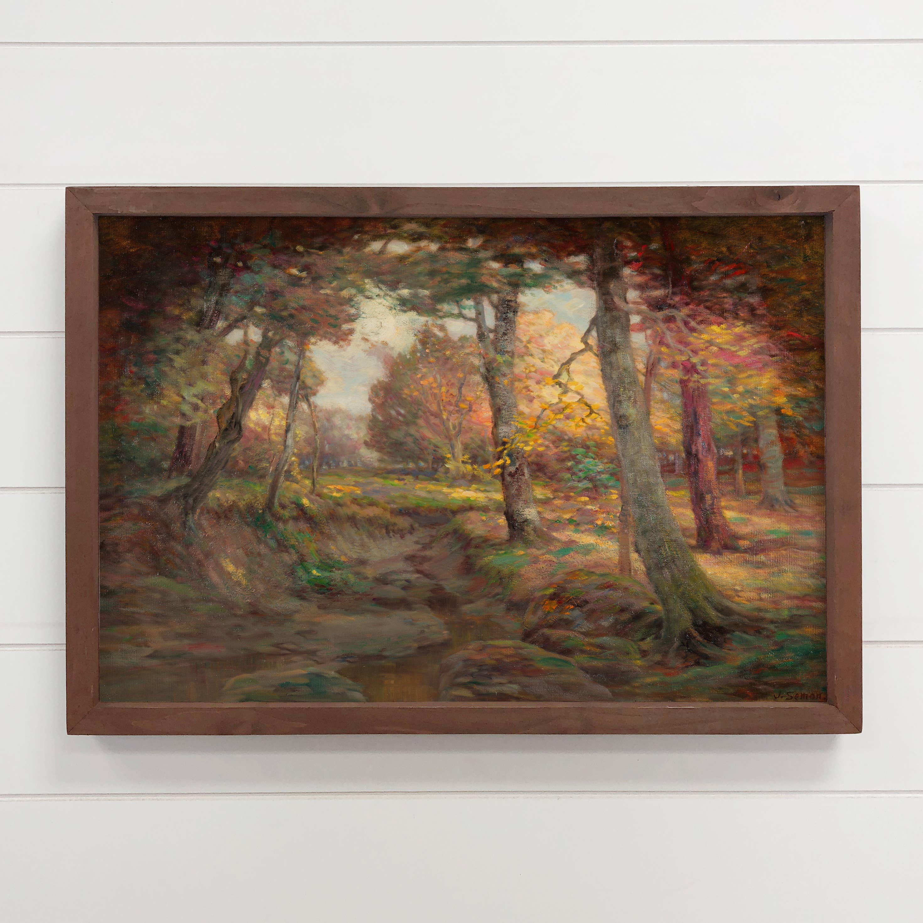 Fall Tree Grove - Fall Landscape Canvas Art - Wood Framed