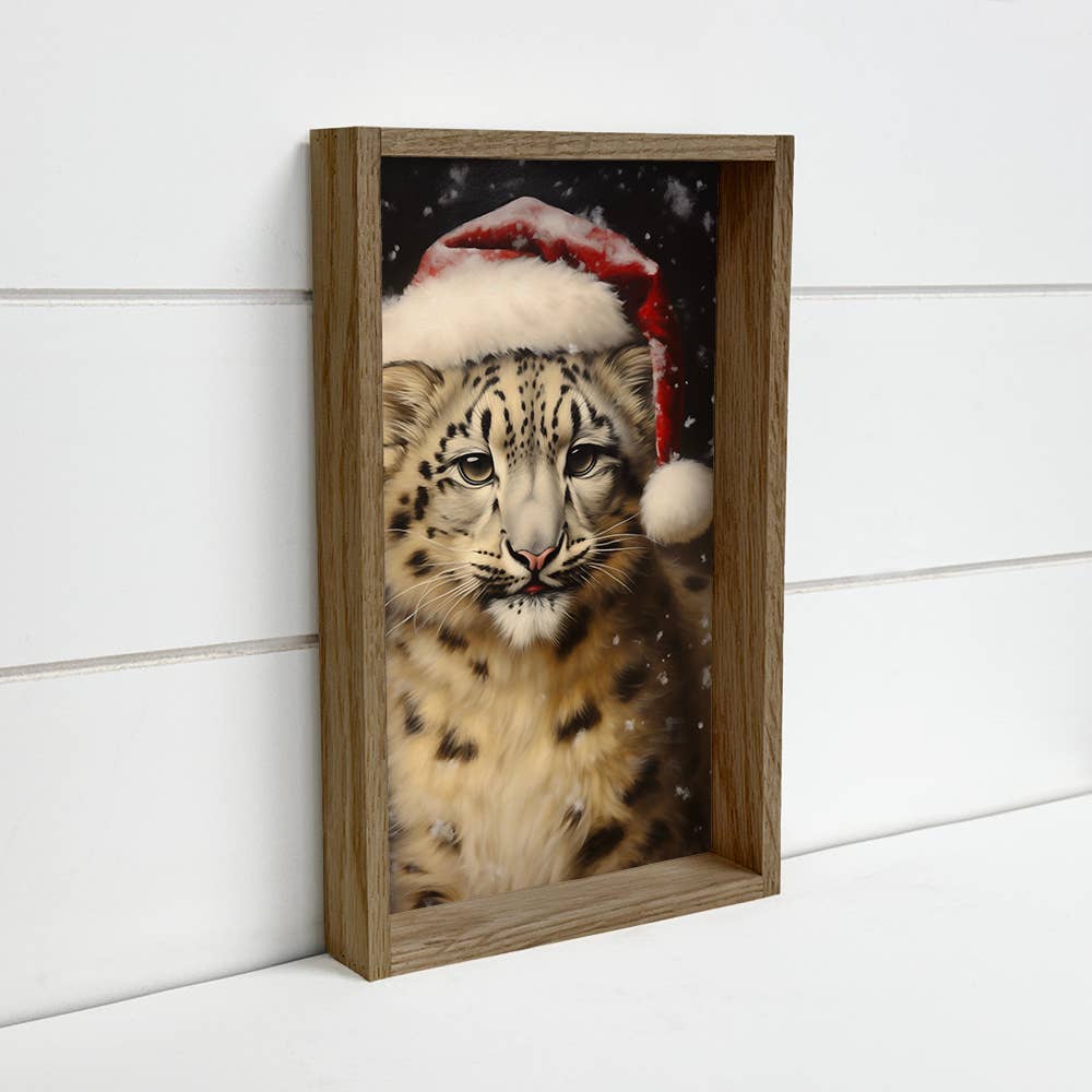 Christmas Snow Leopard - Animal Christmas Canvas Art