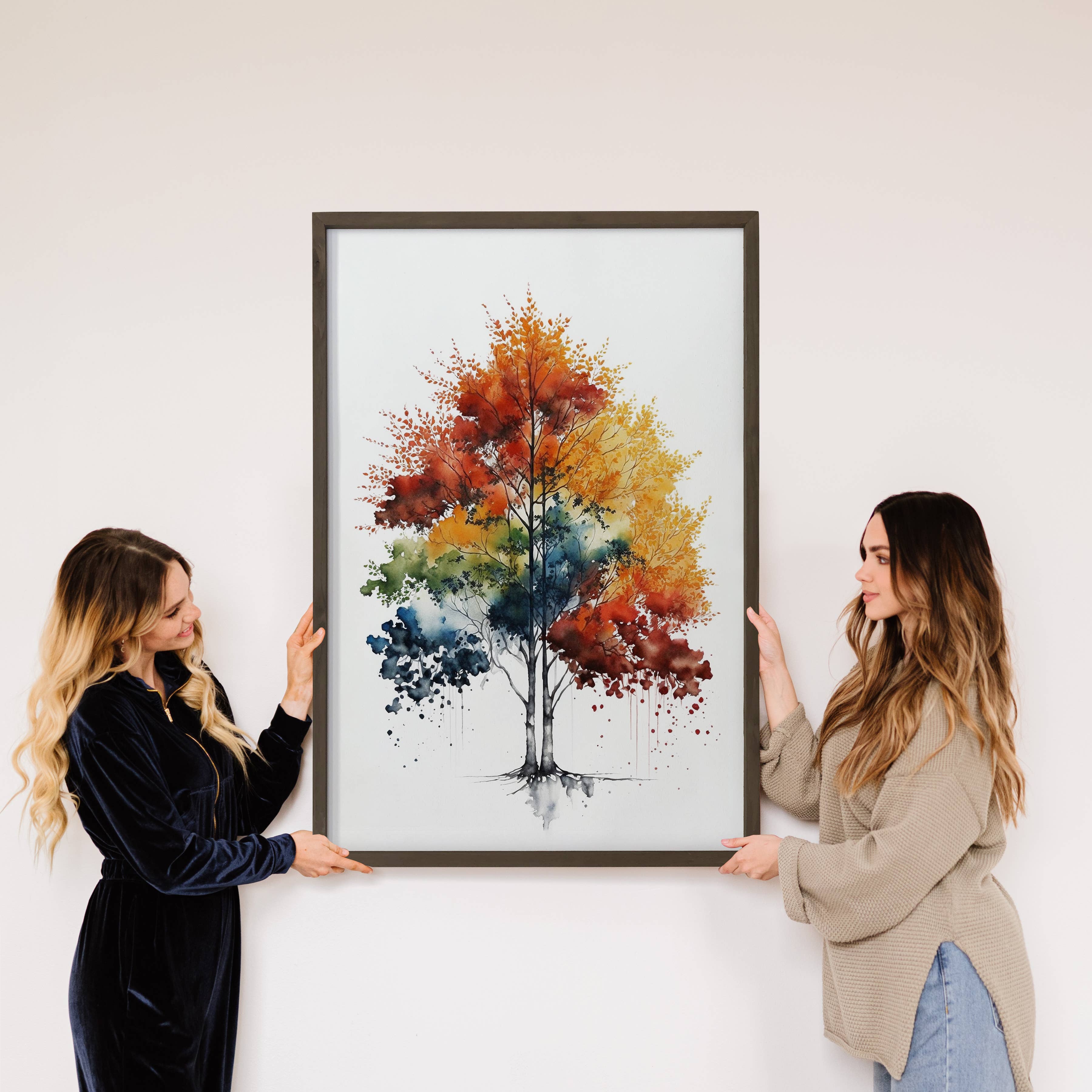 Pair of Trees Growing Together - Framed Nature Wall Art